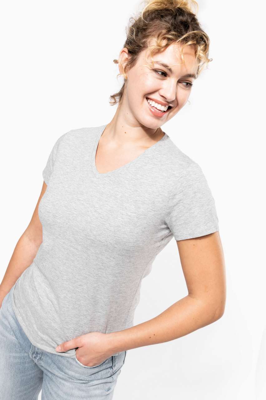 LADIES' SHORT-SLEEVED V-NECK T-SHIRT