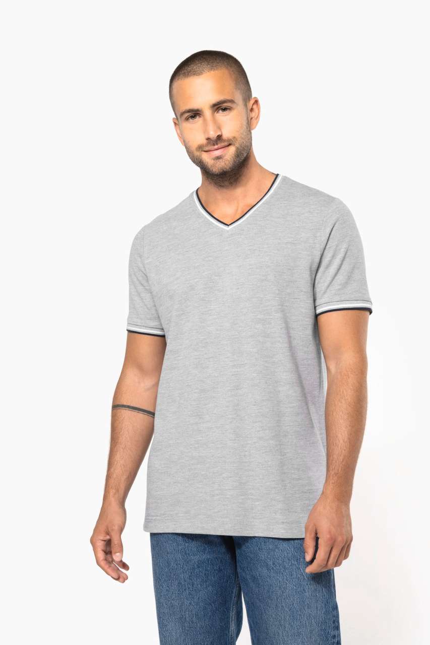MEN'S PIQUÉ KNIT V-NECK T-SHIRT - Image 10