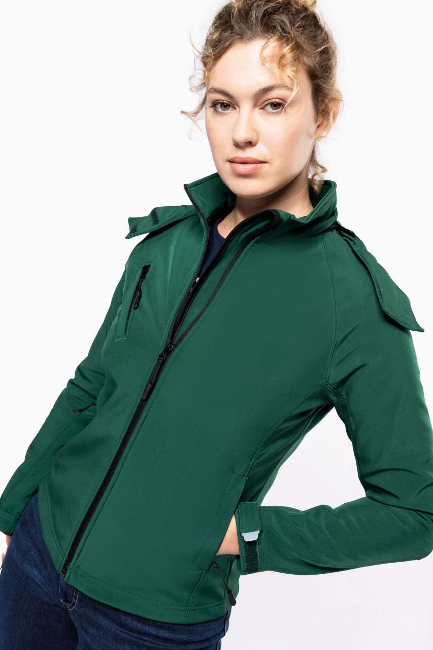 LADIES' DETACHABLE HOODED SOFTSHELL JACKET - Image 3