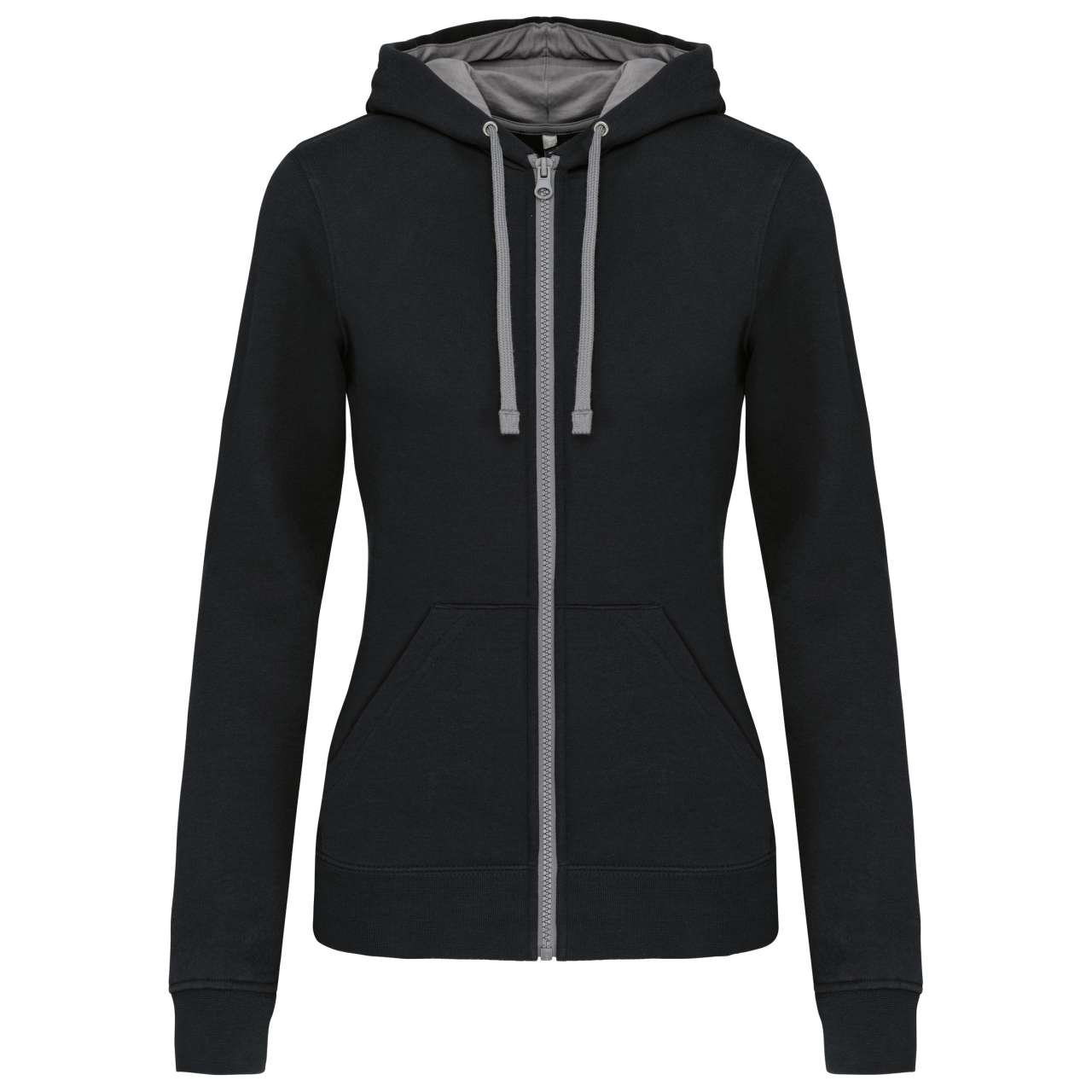 LADIES’ CONTRAST HOODED FULL ZIP SWEATSHIRT - Image 3