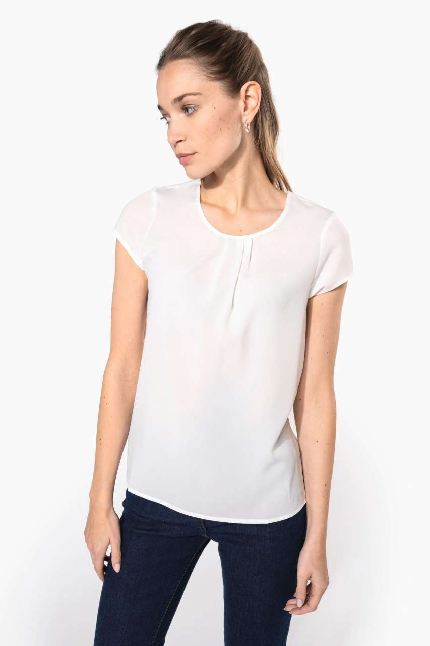 LADIES' SHORT-SLEEVED CREPE BLOUSE - Image 2
