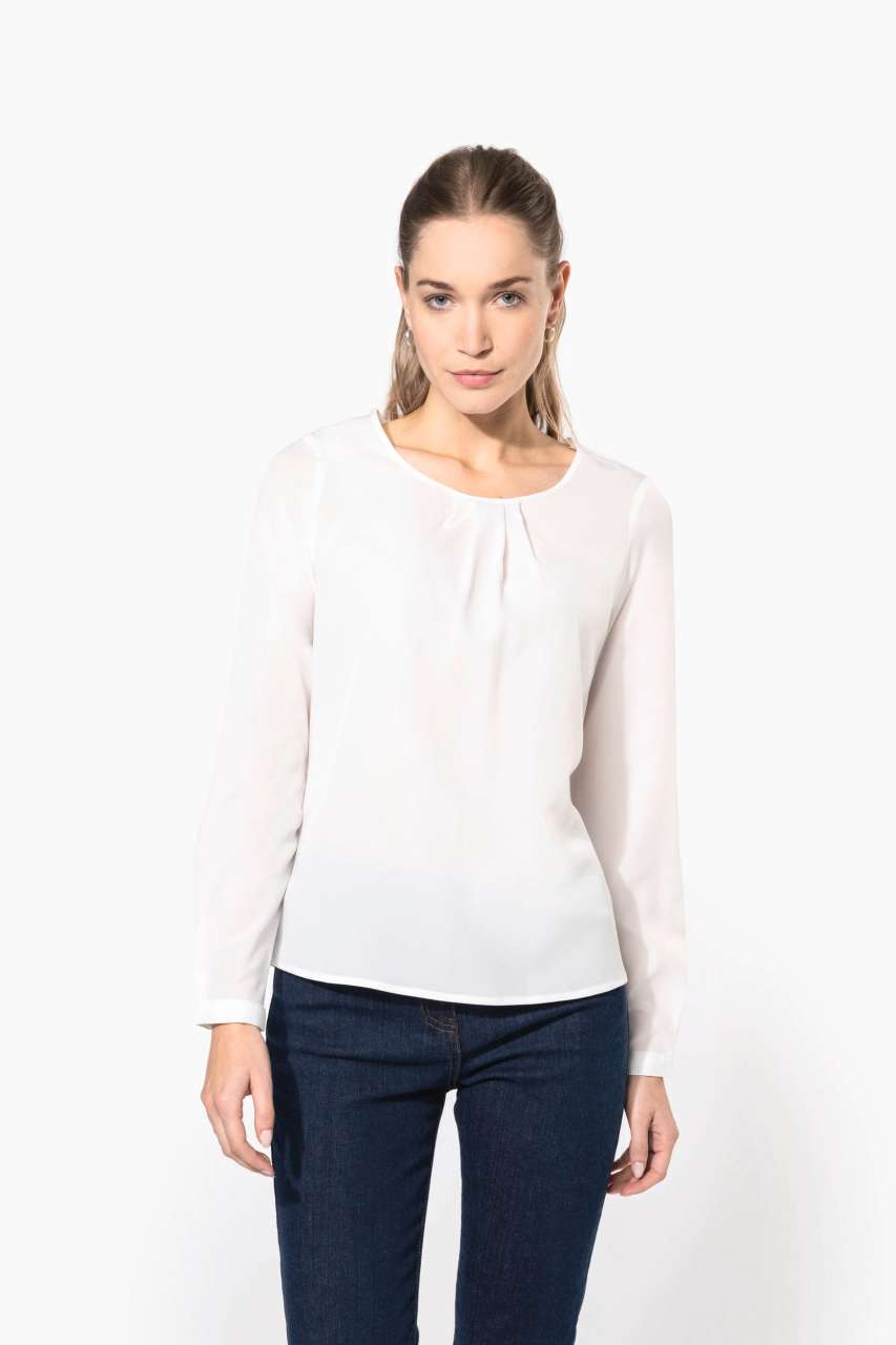 LADIES' LONG-SLEEVED CREPE BLOUSE - Image 4