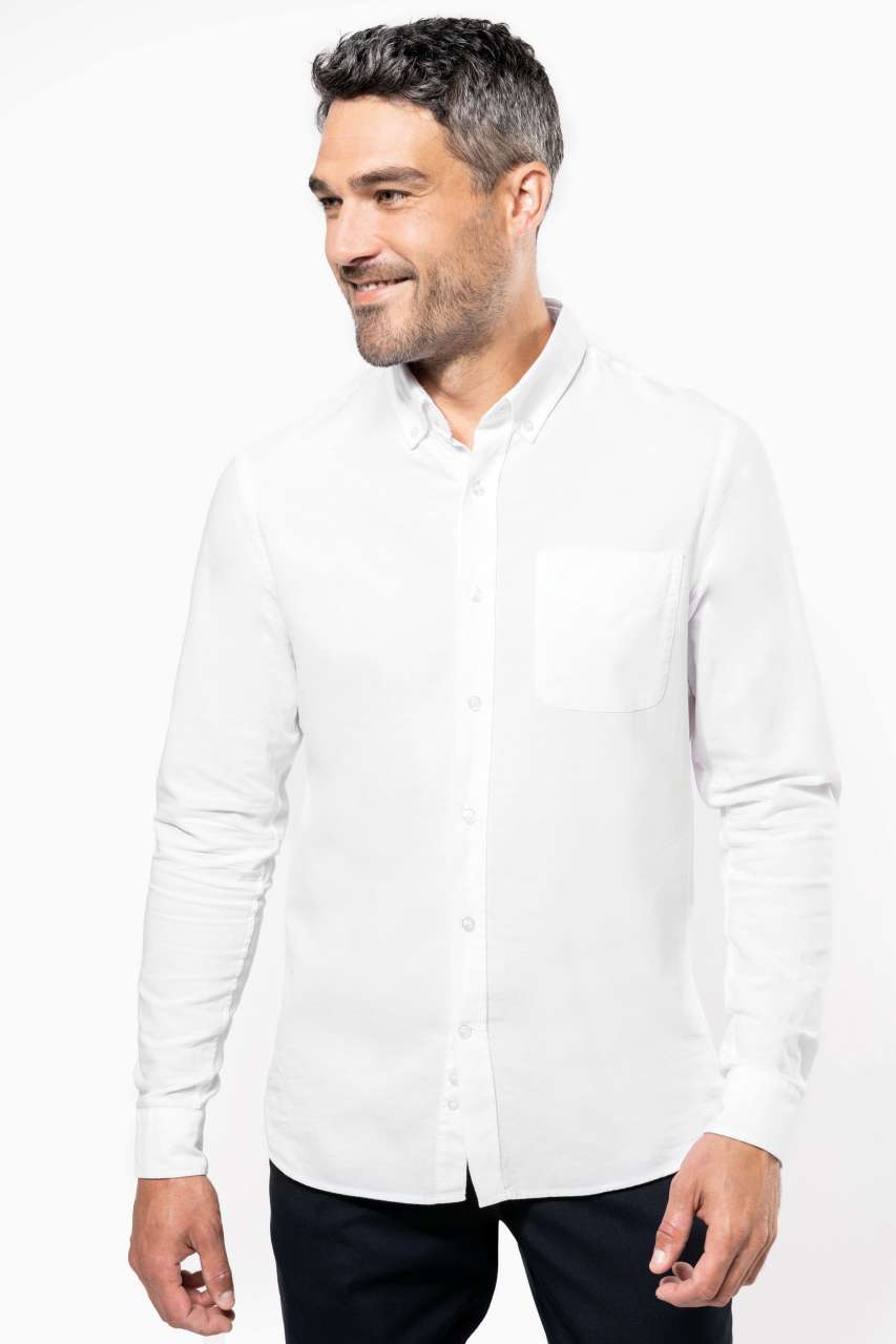 LONG-SLEEVED WASHED OXFORD COTTON SHIRT - Image 2