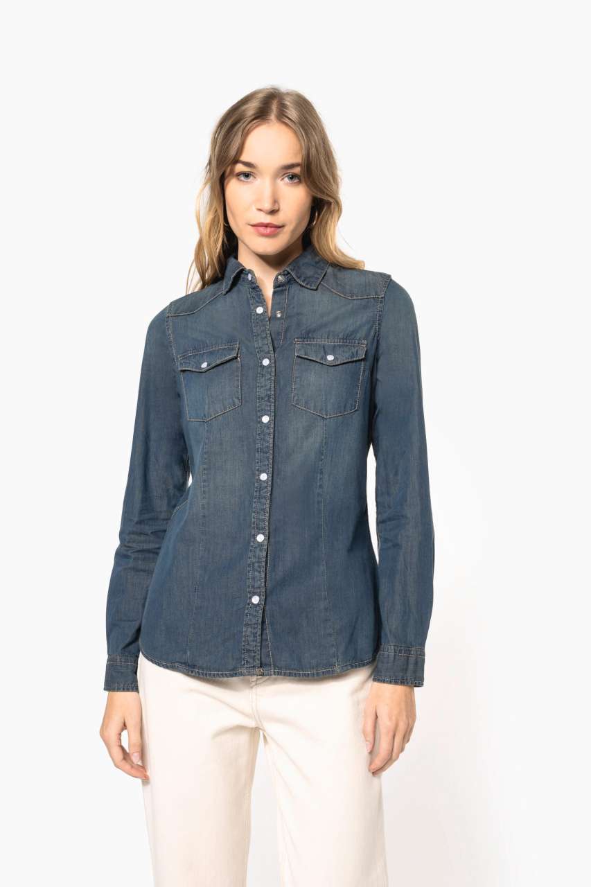 LADIES' LONG-SLEEVED DENIM SHIRT - Image 3