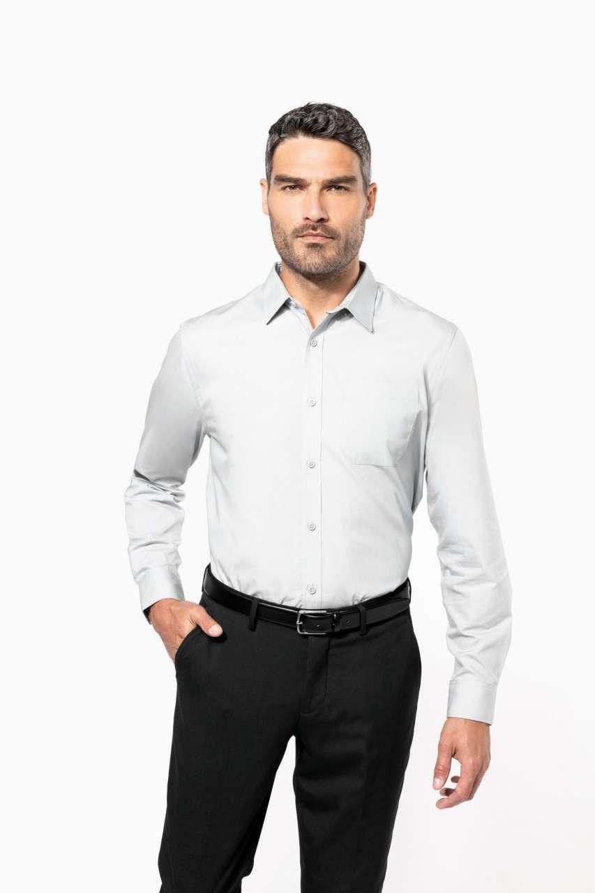 MEN'S LONG-SLEEVED COTTON POPLIN SHIRT - Image 4