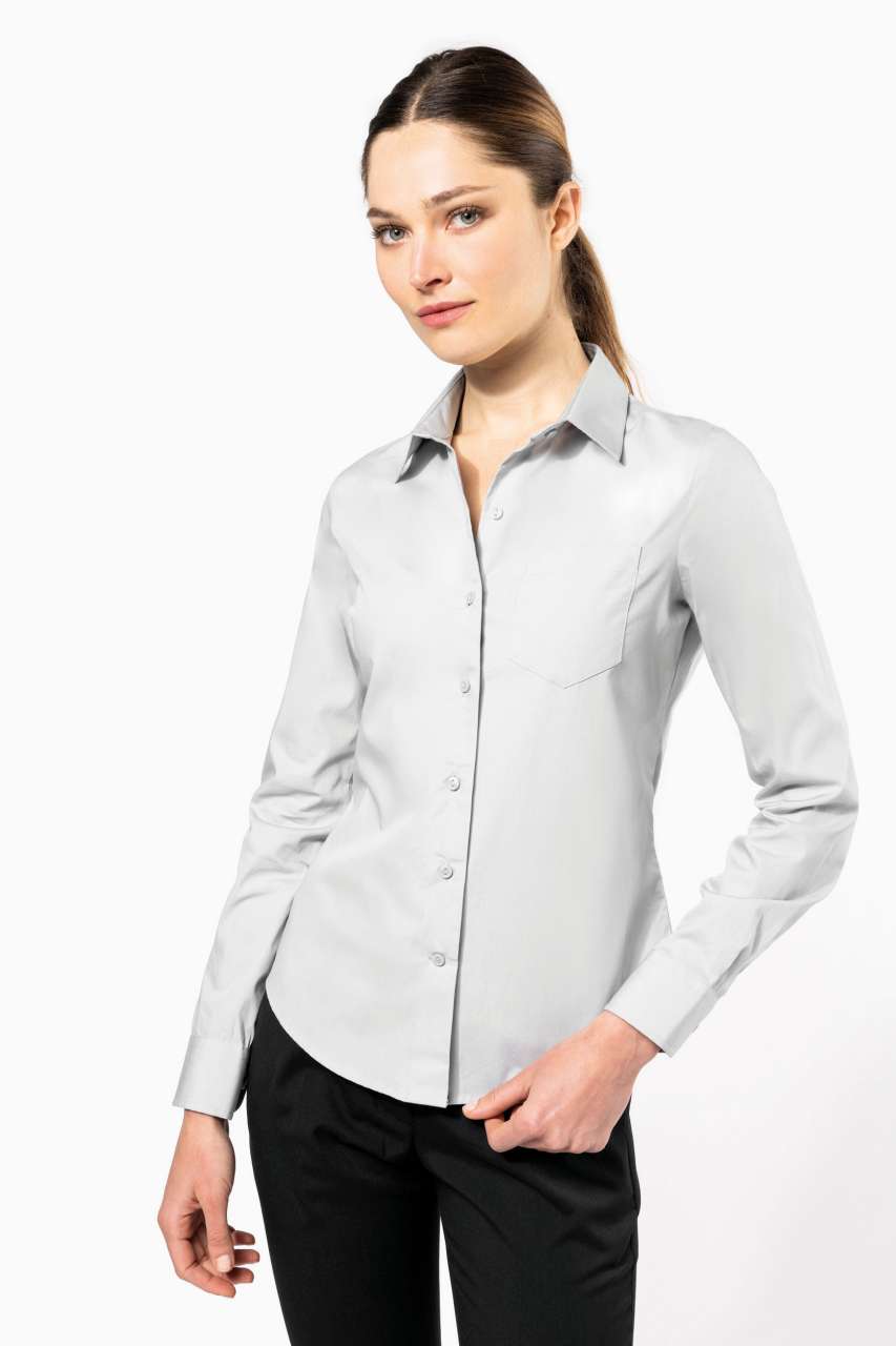 LADIES' LONG-SLEEVED COTTON POPLIN SHIRT - Image 3