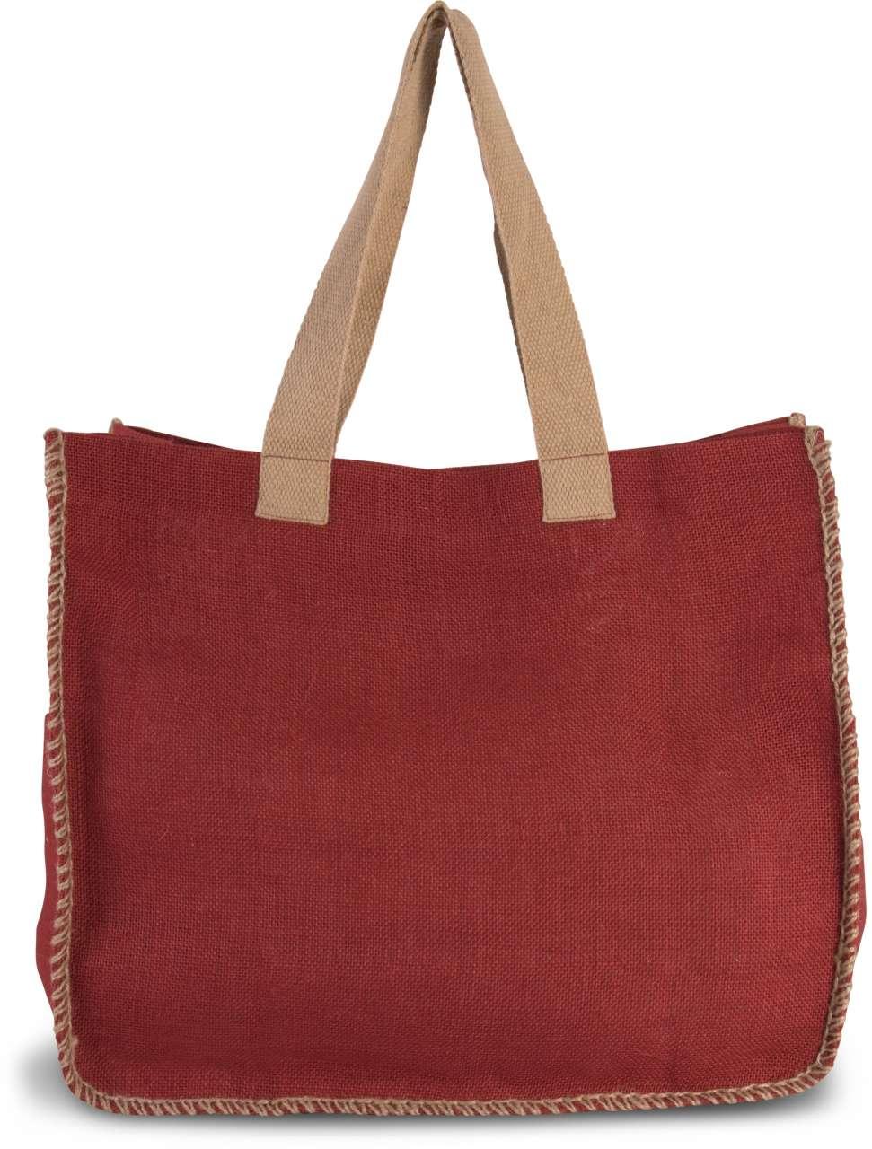 JUTE BAG WITH CONTRAST STITCHING - Image 4