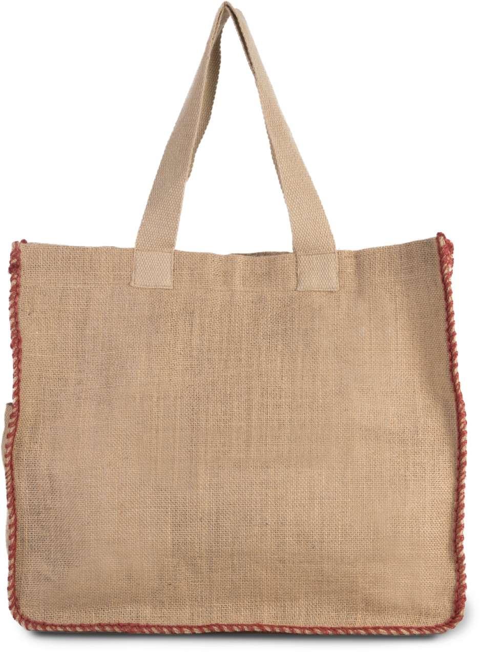 JUTE BAG WITH CONTRAST STITCHING - Image 2
