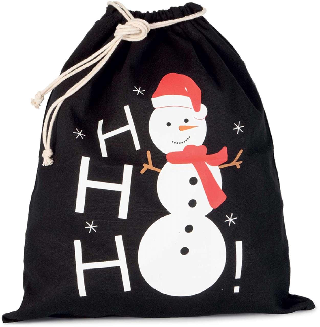 COTTON BAG WITH SNOWMAN DESIGN AND DRAWCORD CLOSURE - Image 4