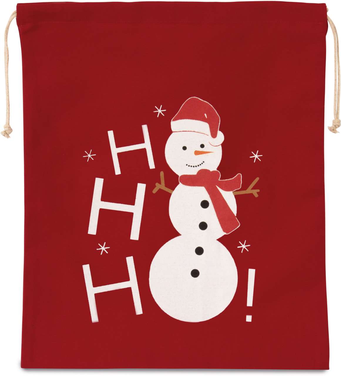COTTON BAG WITH SNOWMAN DESIGN AND DRAWCORD CLOSURE - Image 3