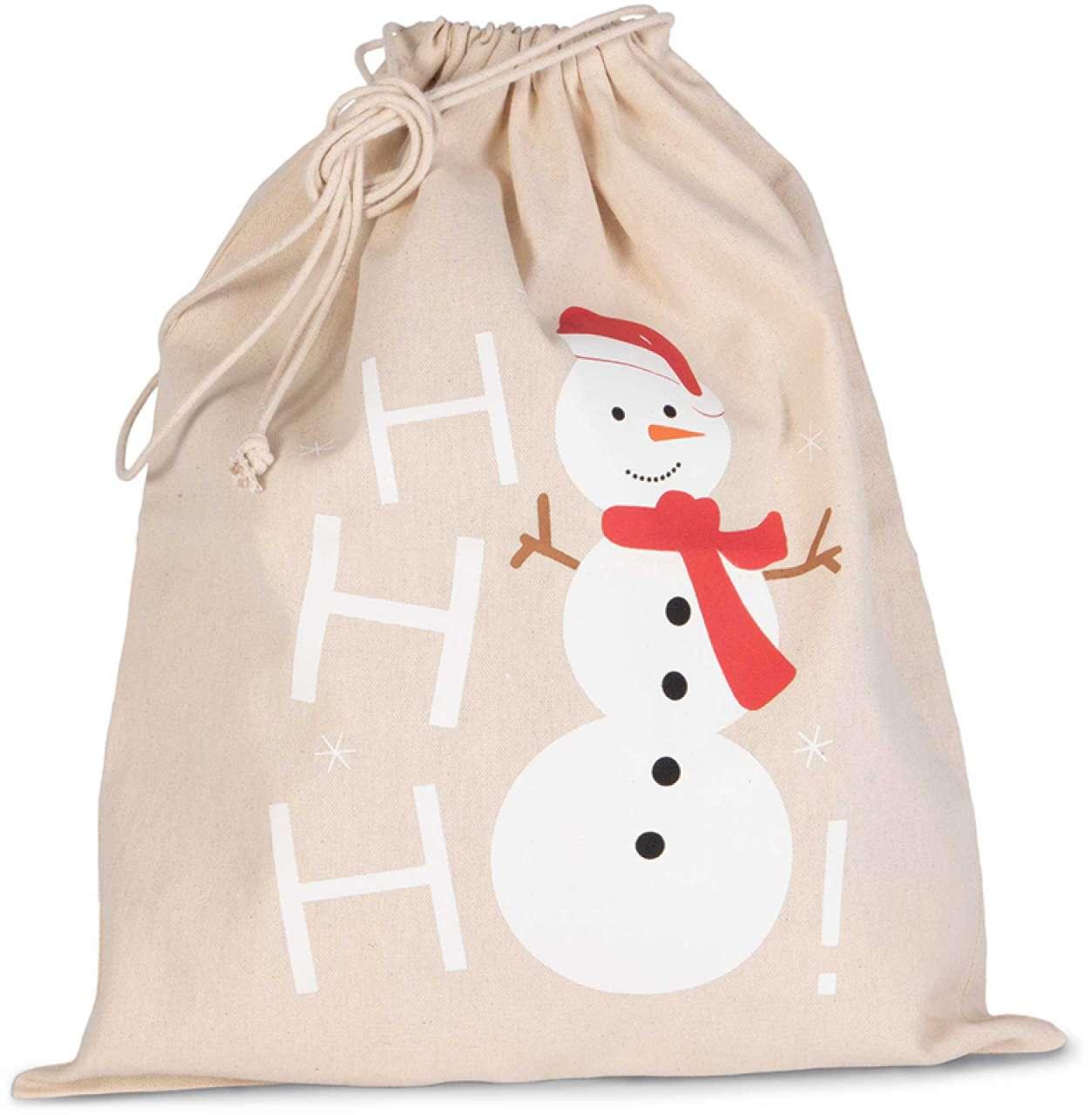 COTTON BAG WITH SNOWMAN DESIGN AND DRAWCORD CLOSURE - Image 2