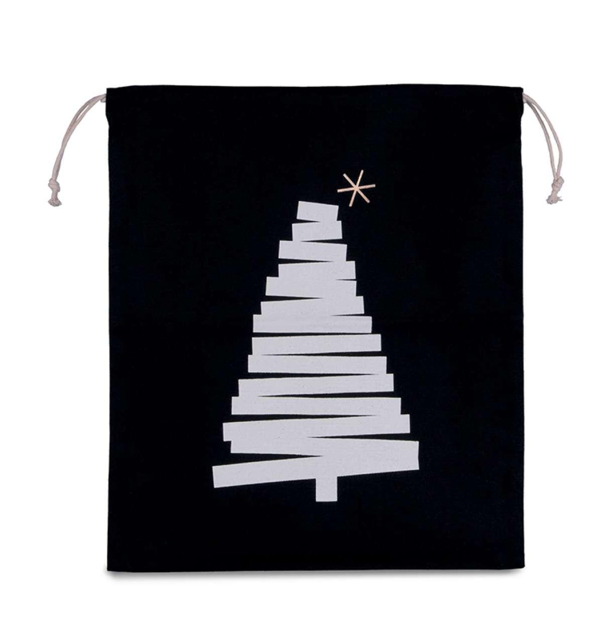 COTTON BAG WITH CHRISTMAS TREE DESIGN AND DRAWCORD CLOSURE - Image 2
