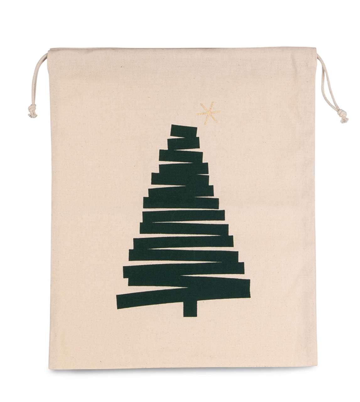 COTTON BAG WITH CHRISTMAS TREE DESIGN AND DRAWCORD CLOSURE - Image 4