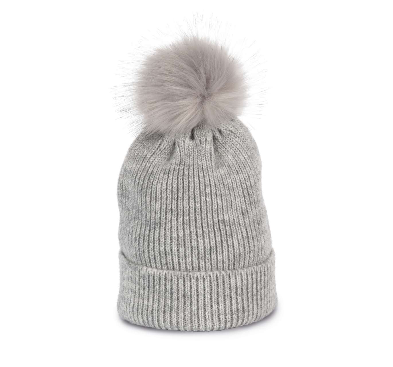 KNITTED BOBBLE BEANIE IN RECYCLED YARN - Image 4