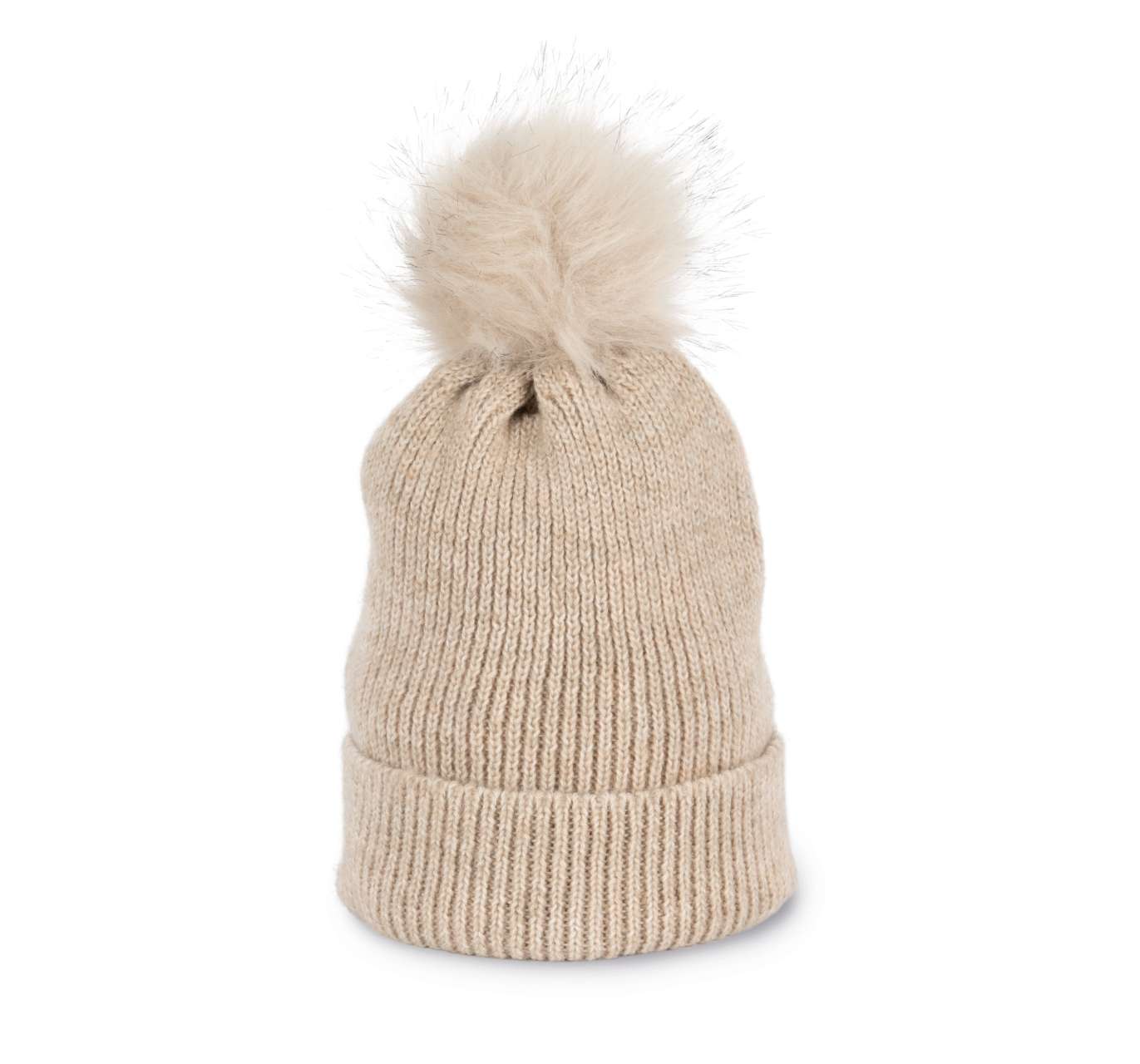 KNITTED BOBBLE BEANIE IN RECYCLED YARN - Image 2