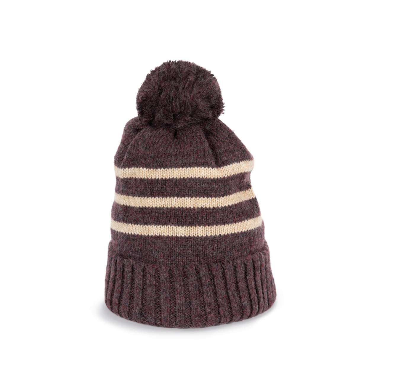 KNITTED STRIPED BEANIE IN RECYCLED YARN - Image 2