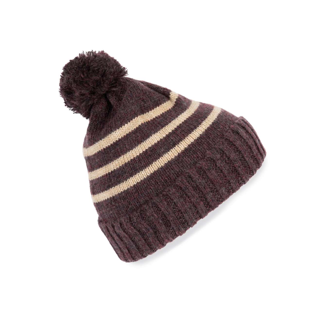 KNITTED STRIPED BEANIE IN RECYCLED YARN - Image 4