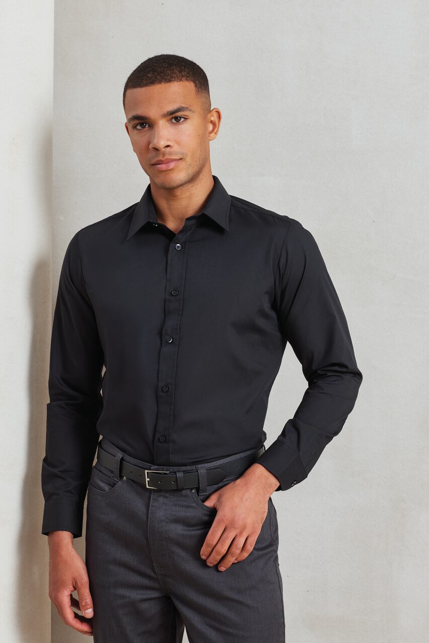 MEN’S LONG SLEEVE FITTED POPLIN SHIRT - Image 2
