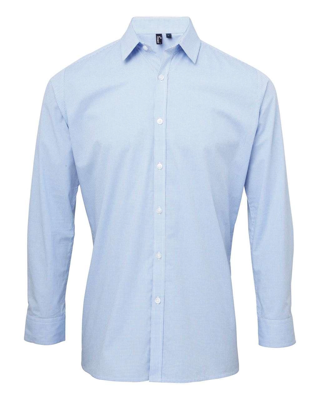 MEN'S LONG SLEEVE GINGHAM COTTON MICROCHECK SHIRT - Image 12