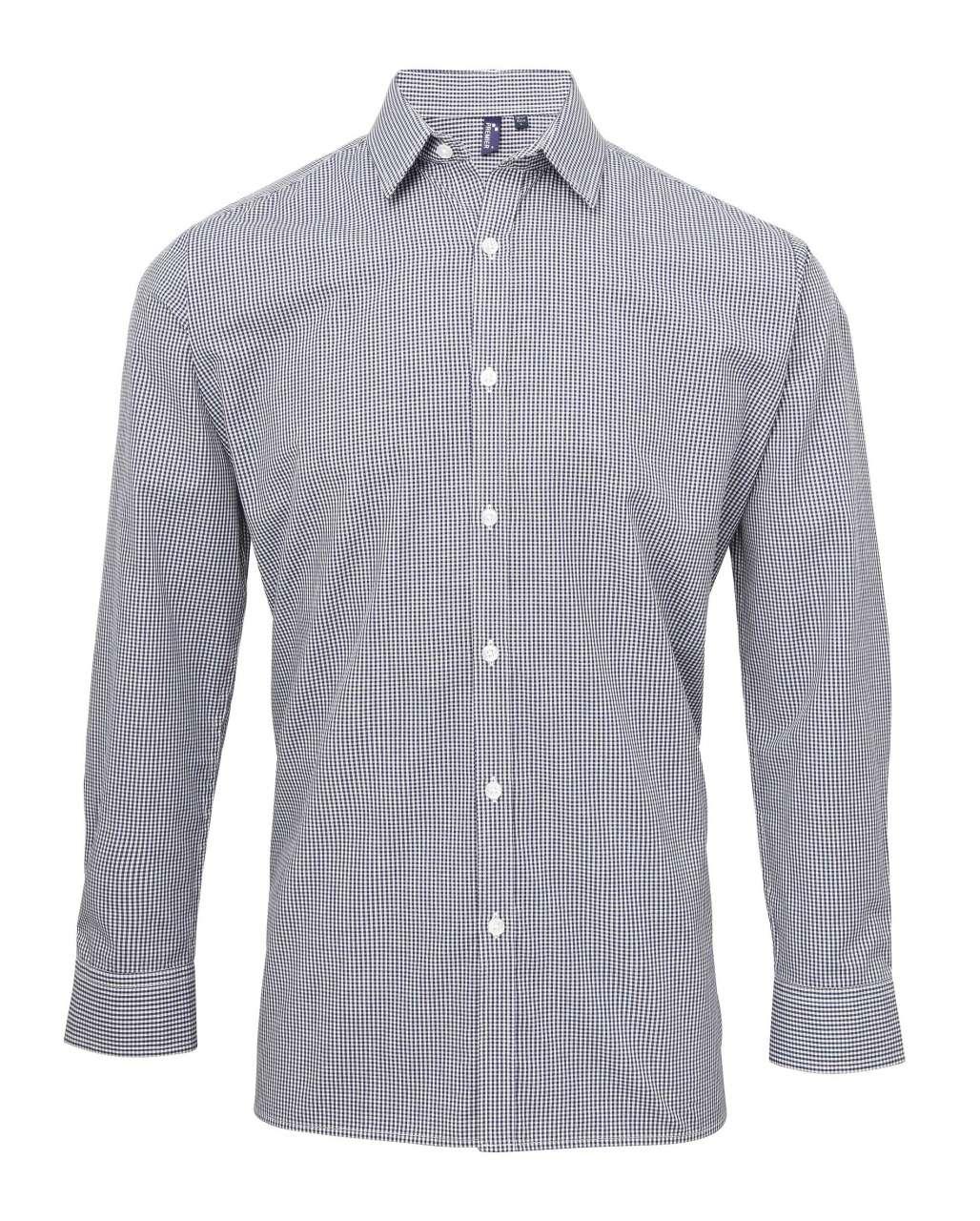 MEN'S LONG SLEEVE GINGHAM COTTON MICROCHECK SHIRT - Image 4