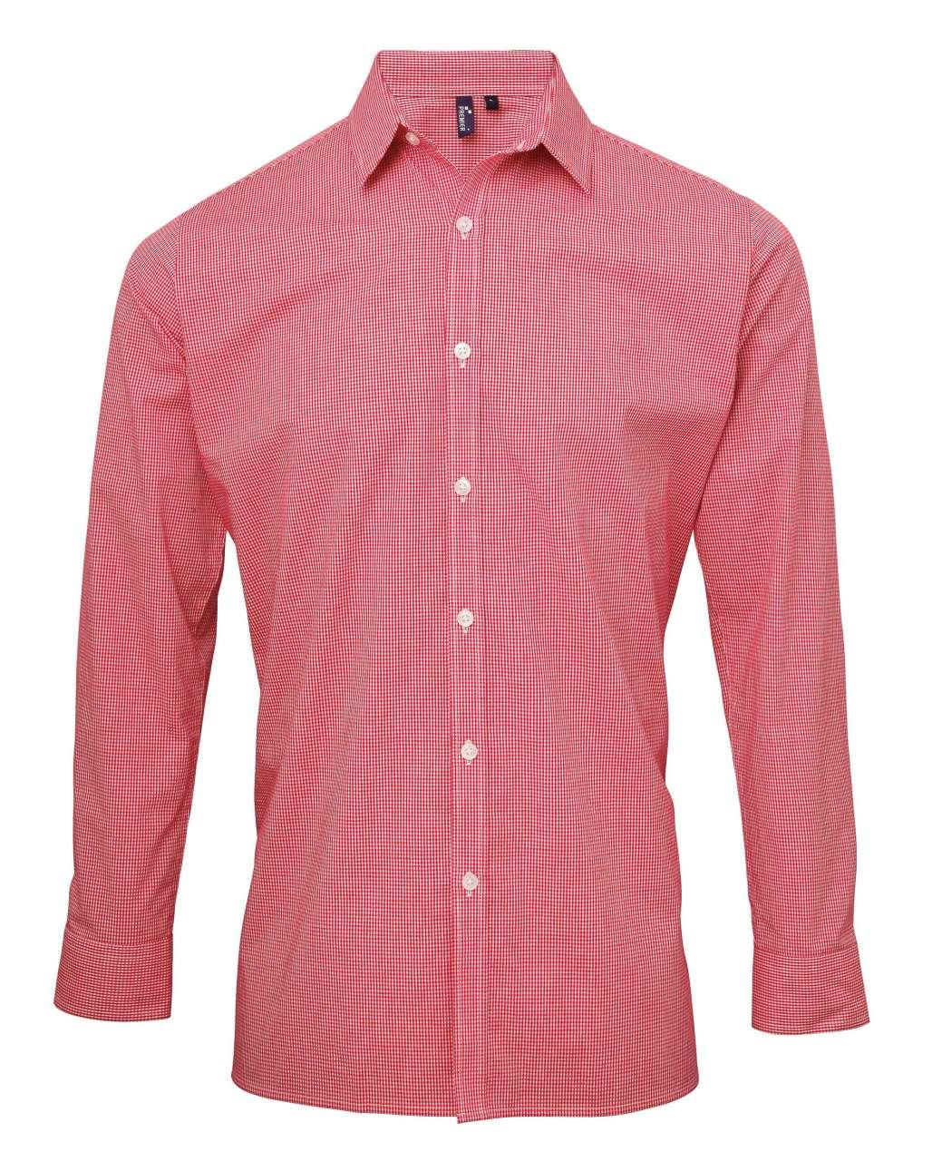 MEN'S LONG SLEEVE GINGHAM COTTON MICROCHECK SHIRT - Image 8