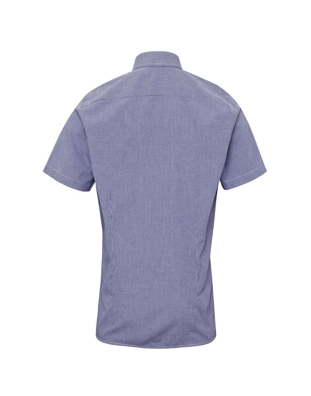 MEN'S SHORT SLEEVE GINGHAM COTTON MICROCHECK SHIRT - Image 3