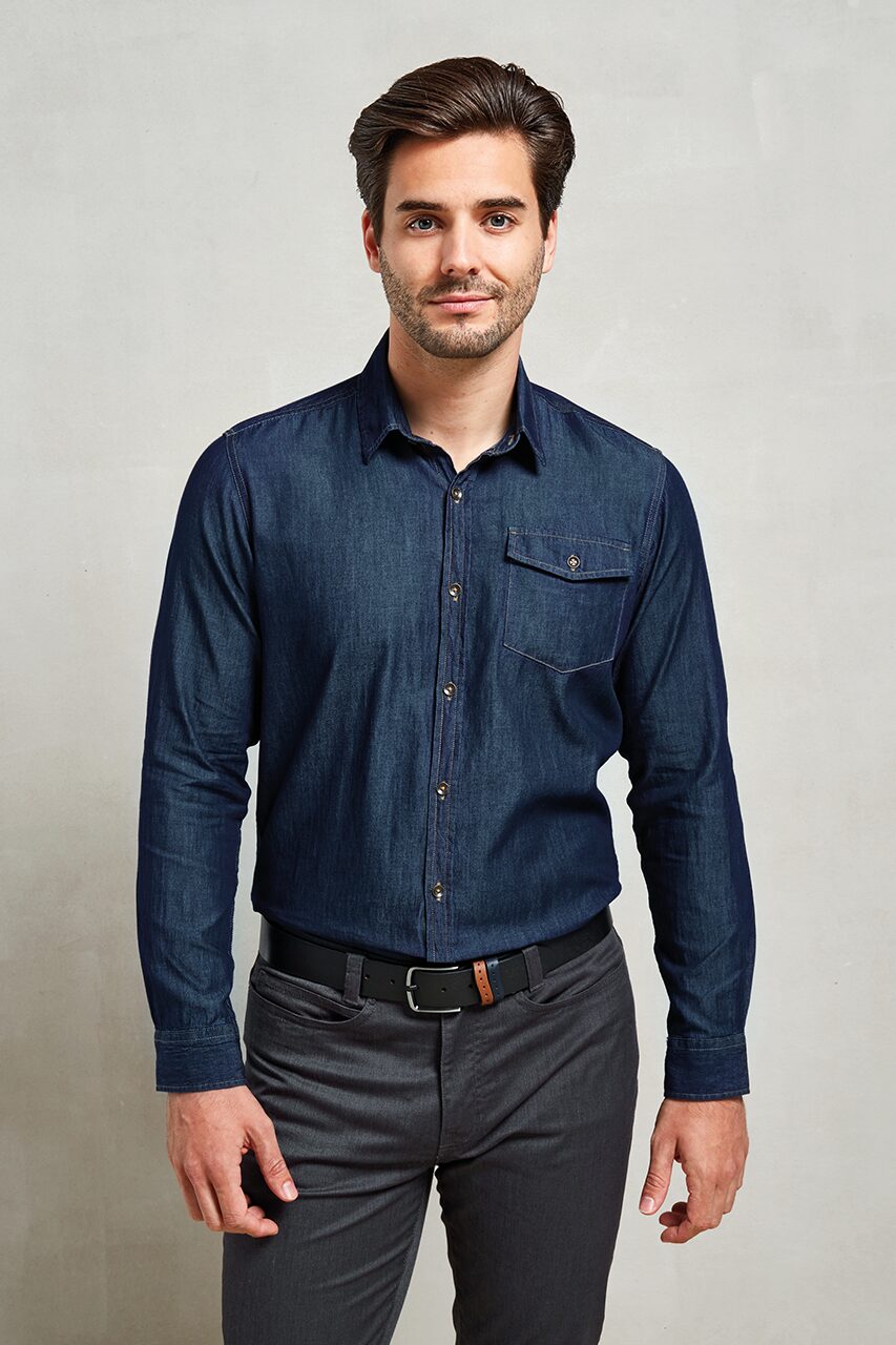 MEN’S JEANS STITCH DENIM SHIRT - Image 7