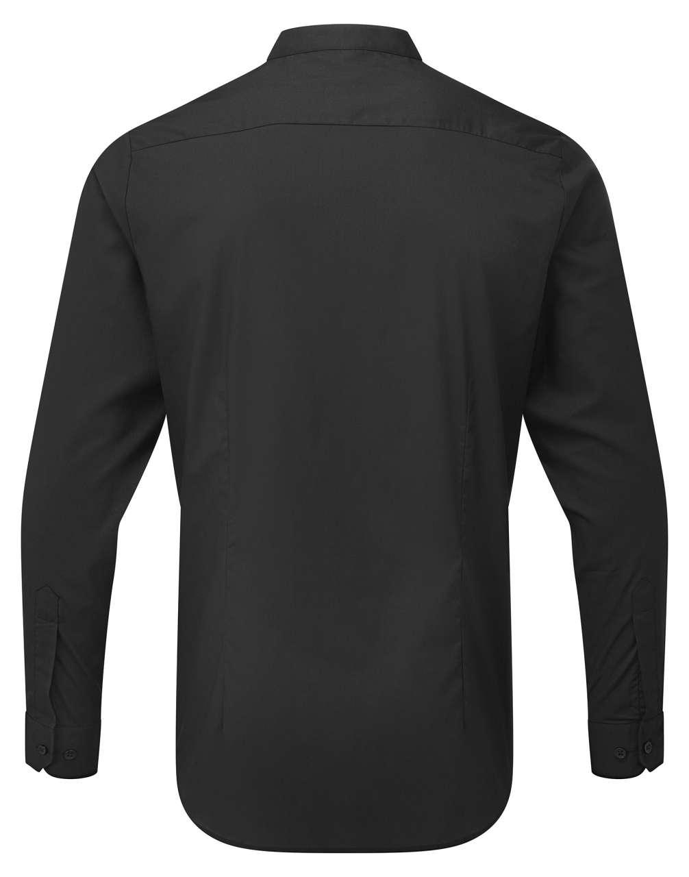 BANDED COLLAR 'GRANDAD' LONG SLEEVE SHIRT - Image 4