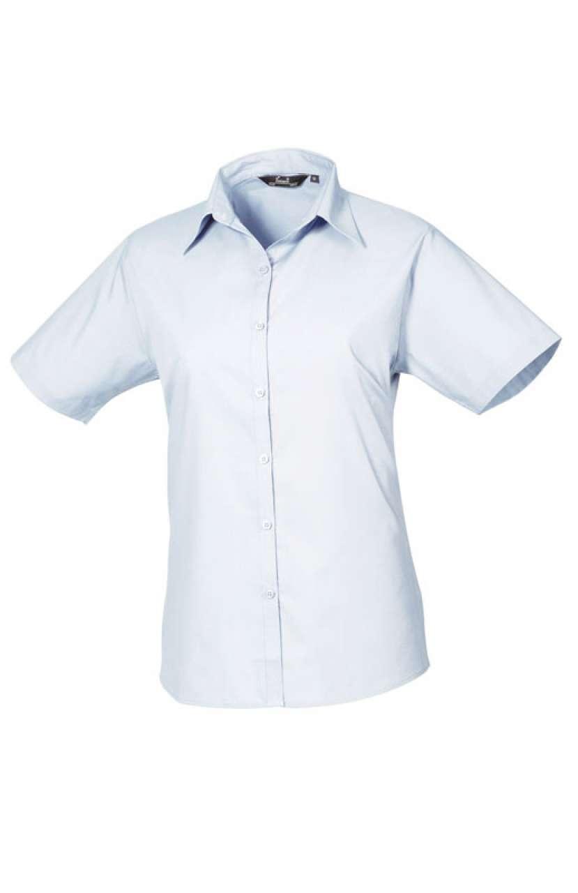 WOMEN'S SHORT SLEEVE POPLIN BLOUSE - Image 5