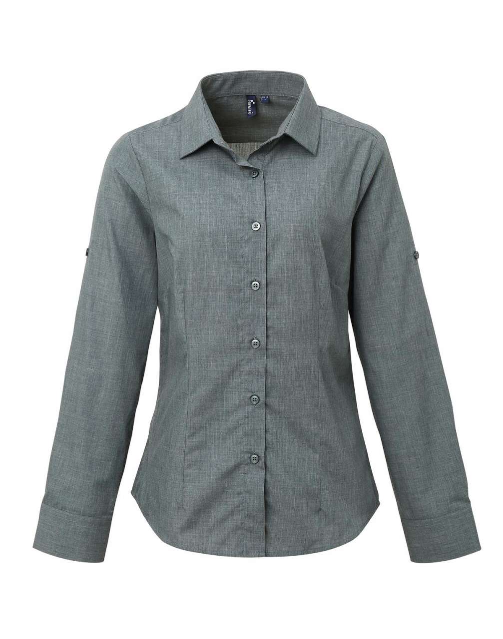 WOMEN'S CROSS-DYE ROLL SLEEVE POPLIN BAR SHIRT - Image 2
