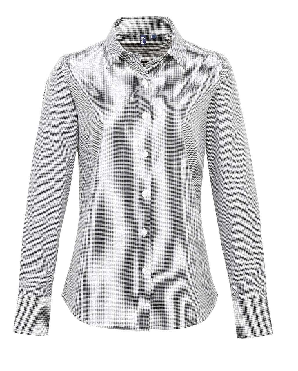 WOMEN'S LONG SLEEVE GINGHAM MICROCHECK SHIRT - Image 13