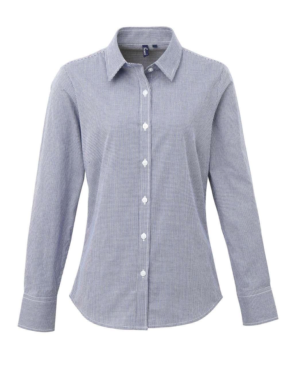 WOMEN'S LONG SLEEVE GINGHAM MICROCHECK SHIRT - Image 3