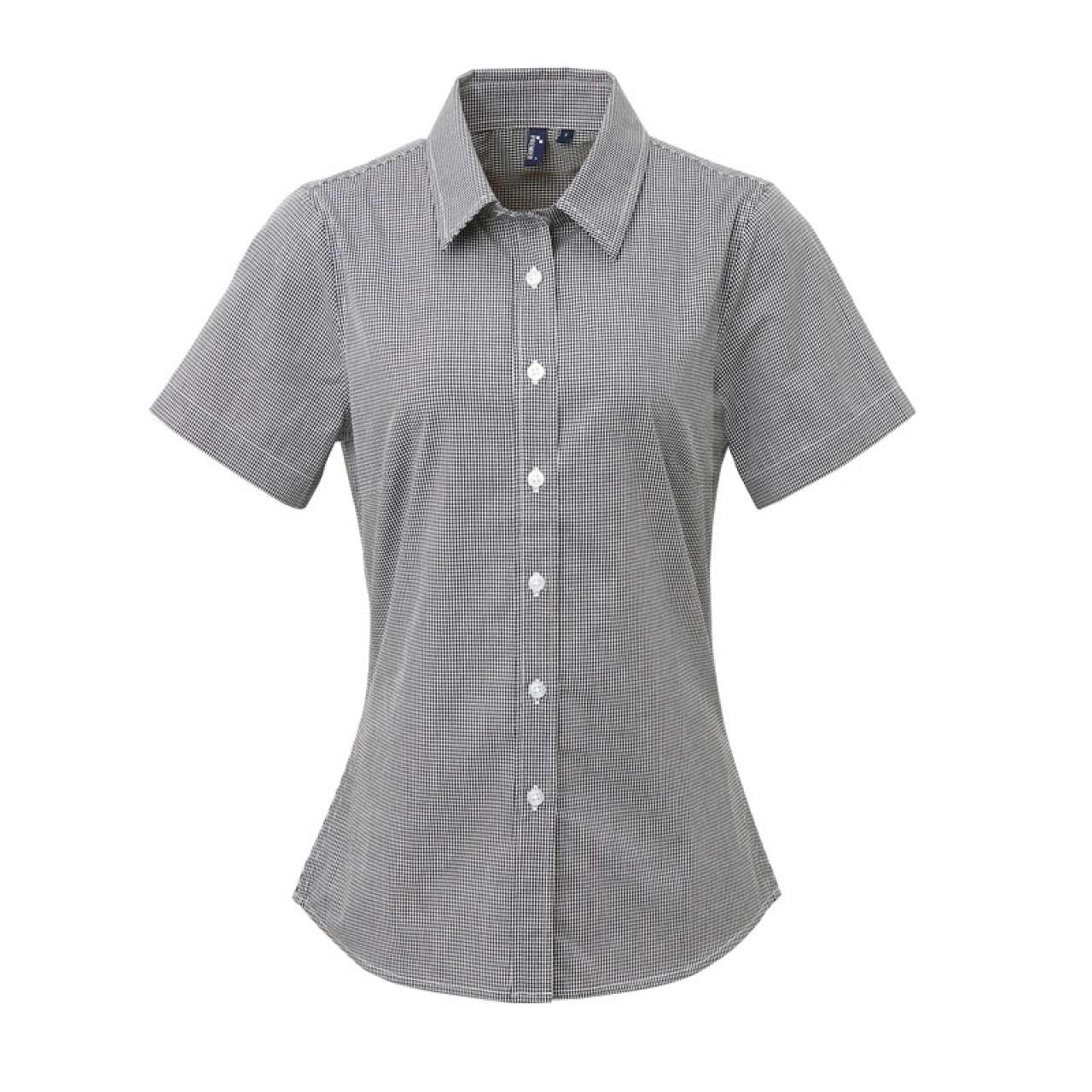 WOMEN'S SHORT SLEEVE GINGHAM MICROCHECK SHIRT - Image 5