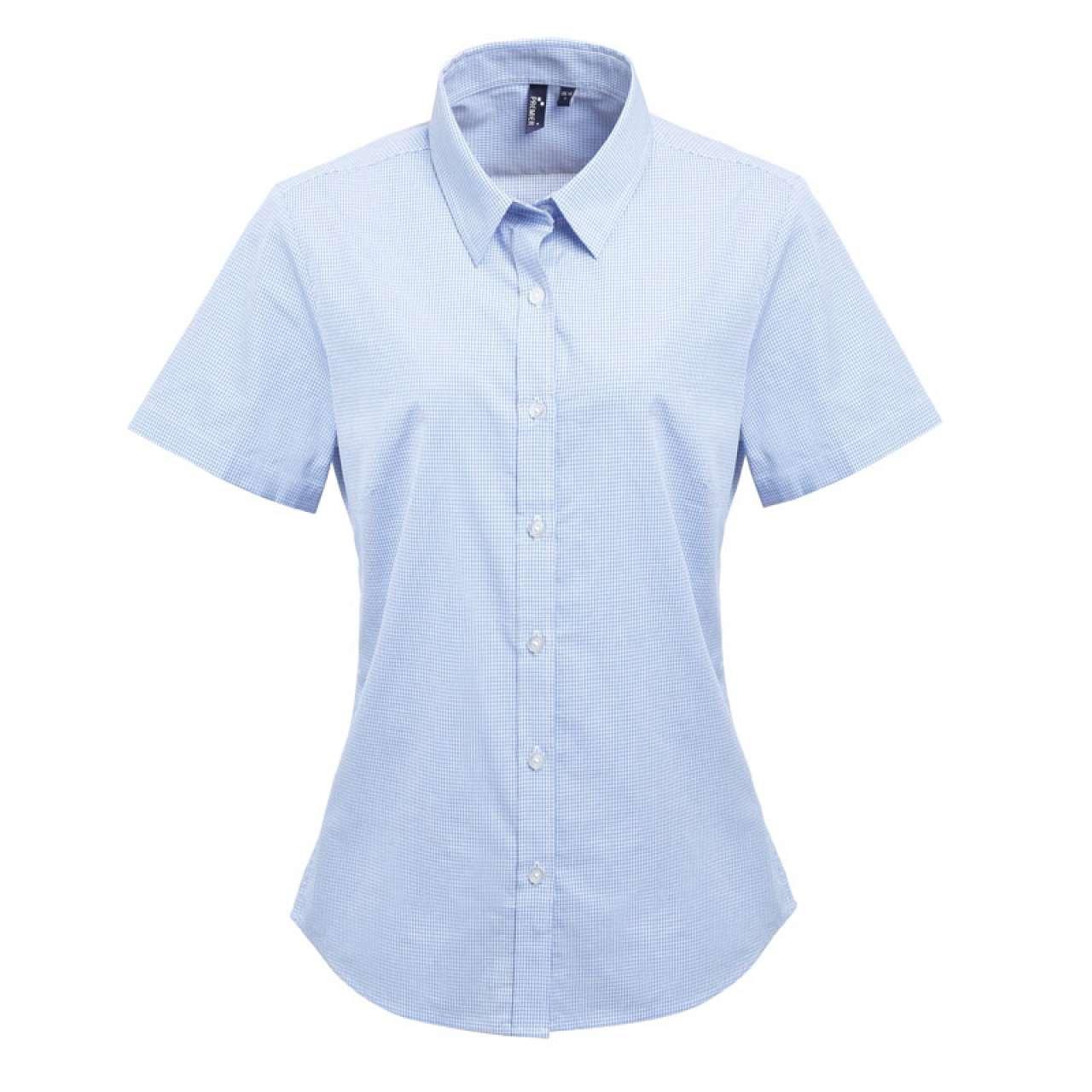 WOMEN'S SHORT SLEEVE GINGHAM MICROCHECK SHIRT - Image 6