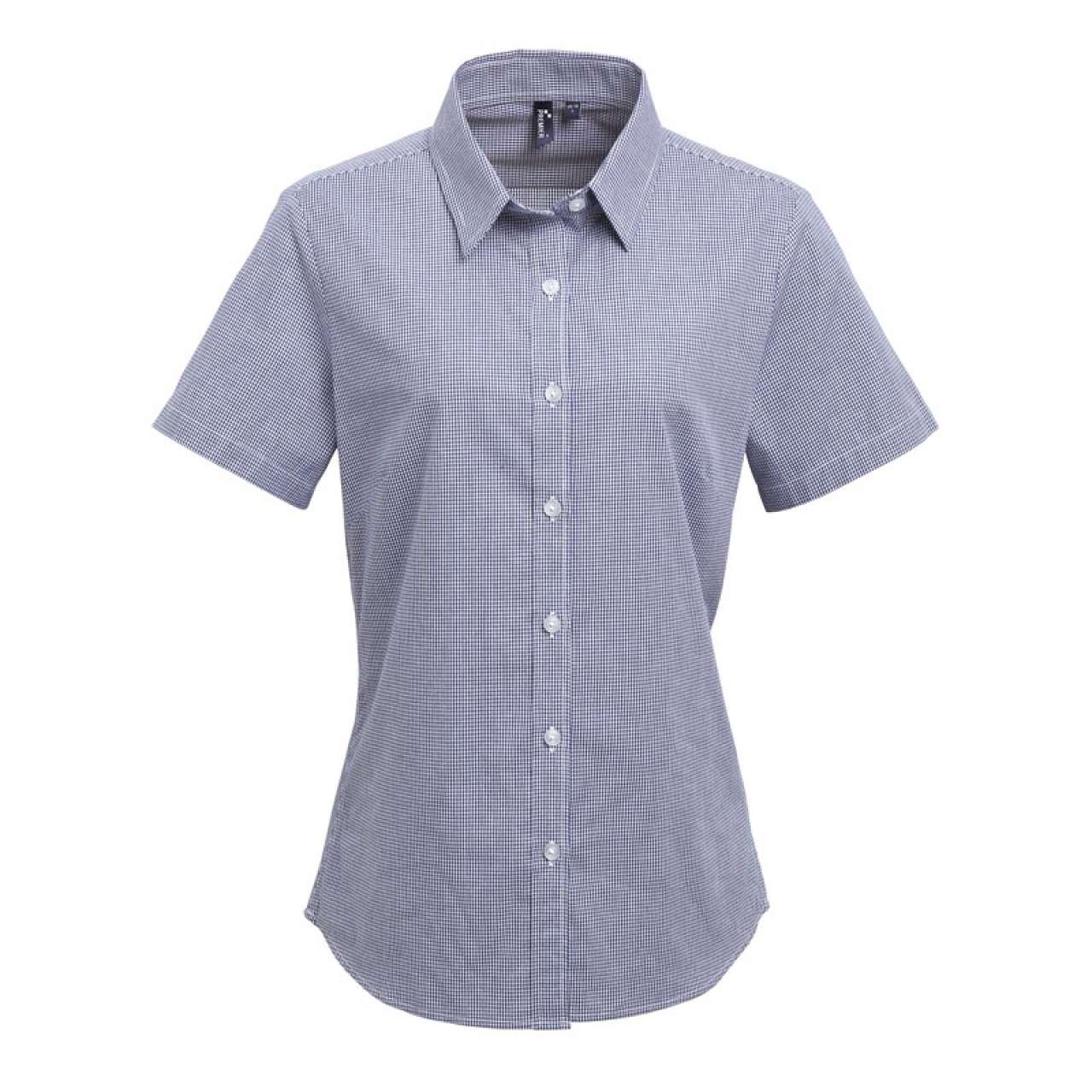 WOMEN'S SHORT SLEEVE GINGHAM MICROCHECK SHIRT - Image 7