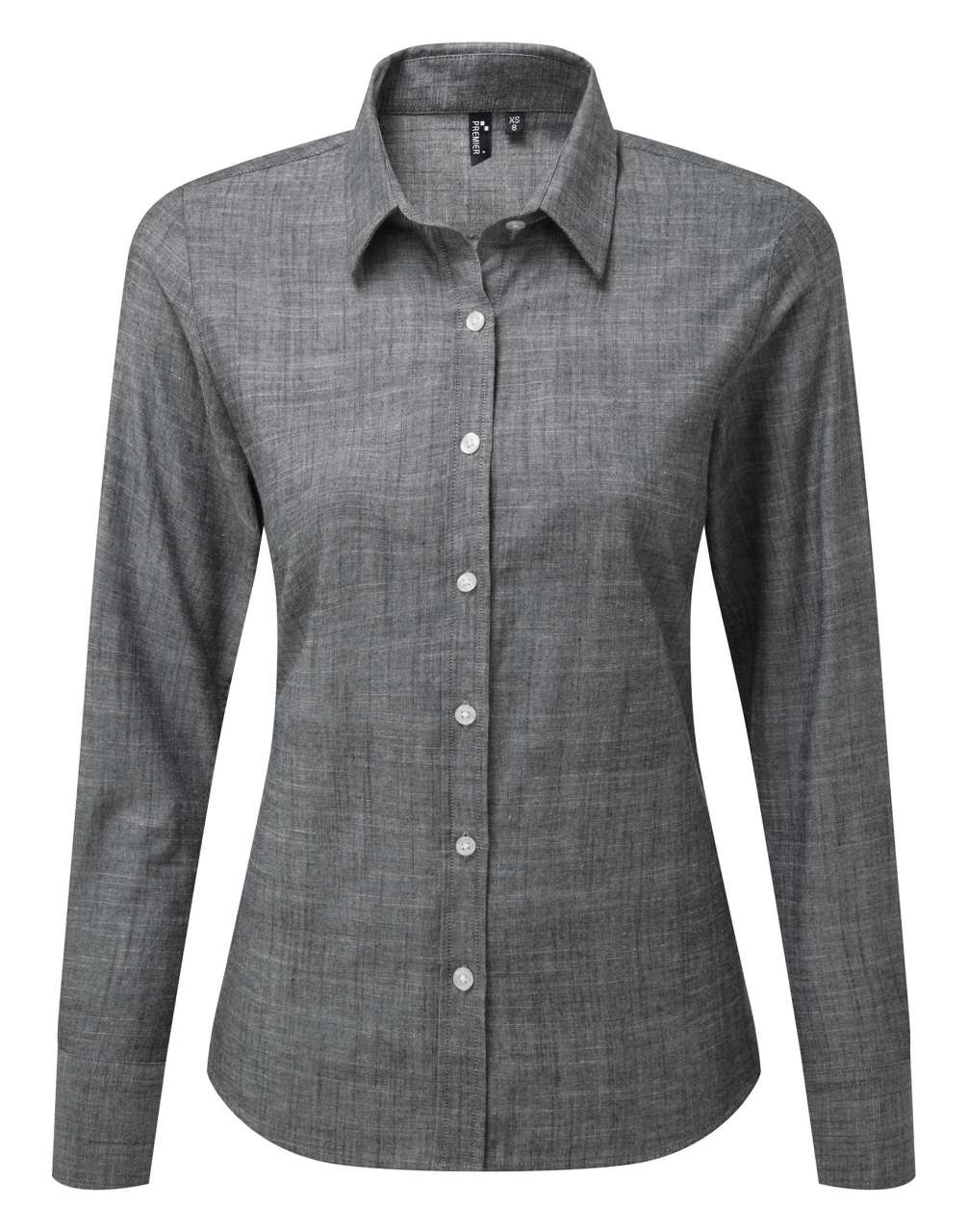 WOMEN'S COTTON SLUB CHAMBRAY LONG SLEEVE SHIRT - Image 3