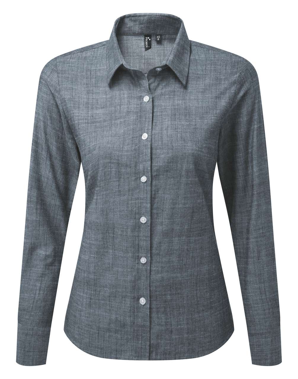 WOMEN'S COTTON SLUB CHAMBRAY LONG SLEEVE SHIRT - Image 2